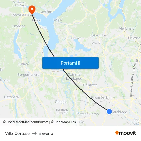 Villa Cortese to Baveno map