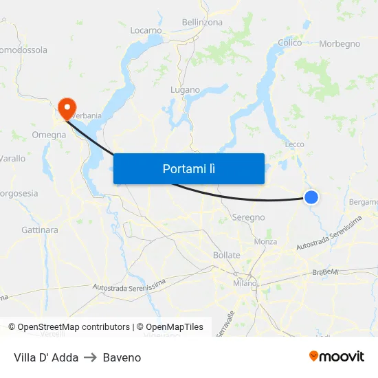 Villa D' Adda to Baveno map