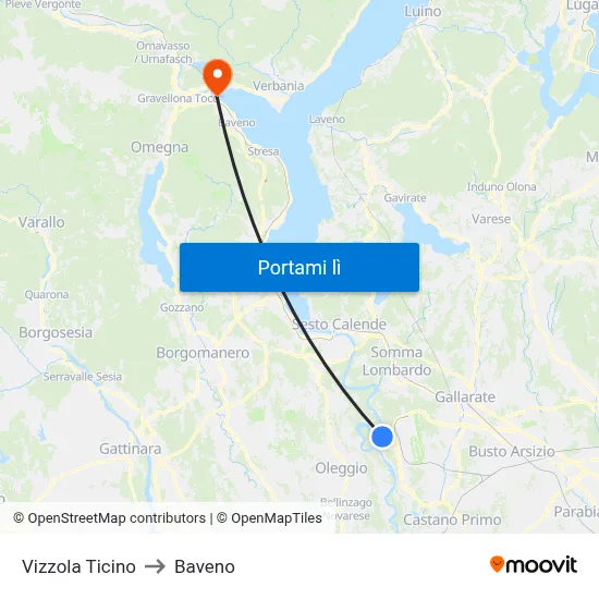 Vizzola Ticino to Baveno map