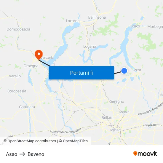 Asso to Baveno map