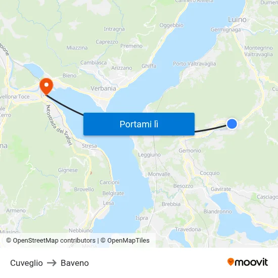 Cuveglio to Baveno map