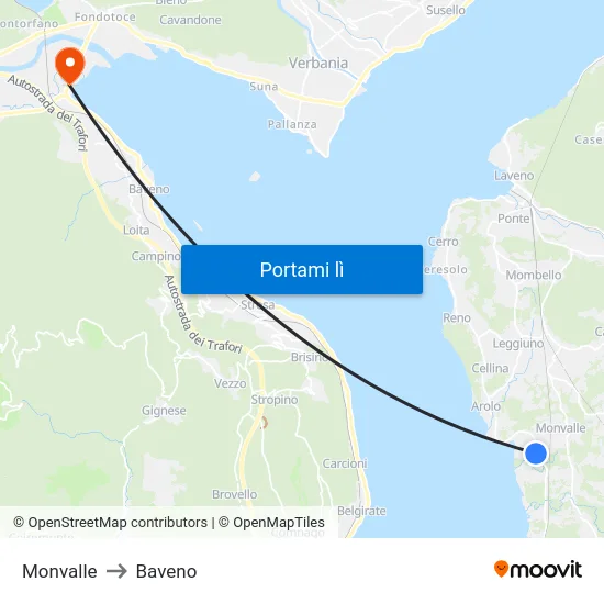 Monvalle to Baveno map