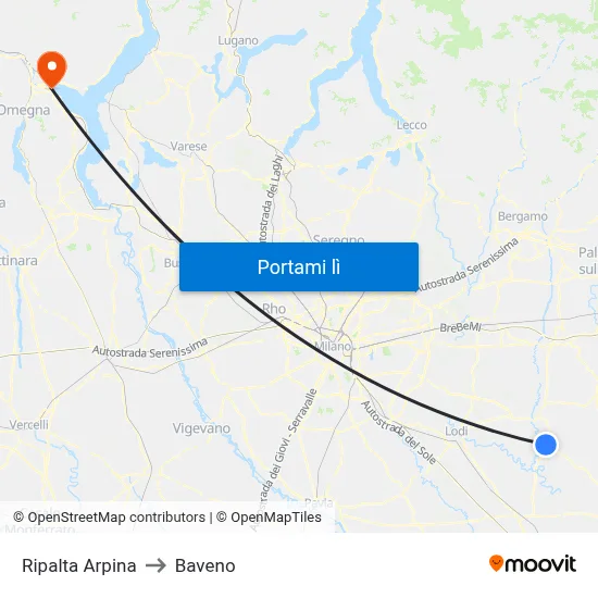 Ripalta Arpina to Baveno map