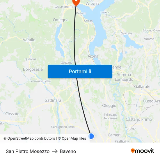 San Pietro Mosezzo to Baveno map