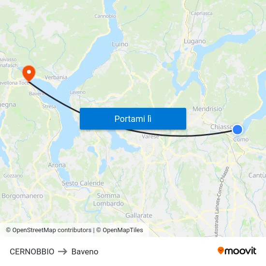 CERNOBBIO to Baveno map