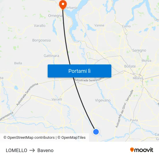 LOMELLO to Baveno map