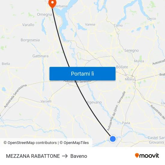 MEZZANA RABATTONE to Baveno map