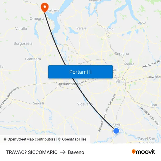TRAVAC? SICCOMARIO to Baveno map