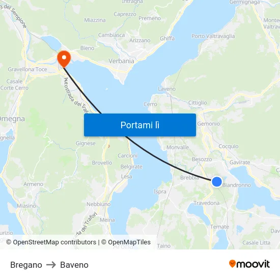 Bregano to Baveno map