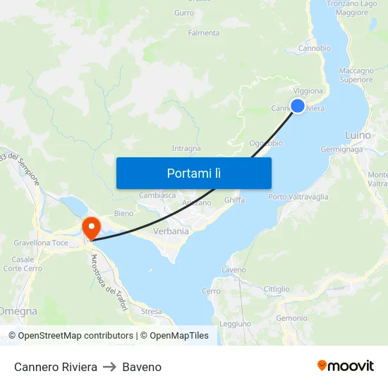 Cannero Riviera to Baveno map