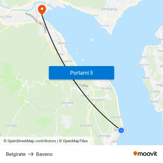 Belgirate to Baveno map