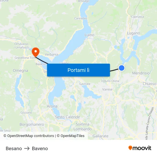 Besano to Baveno map