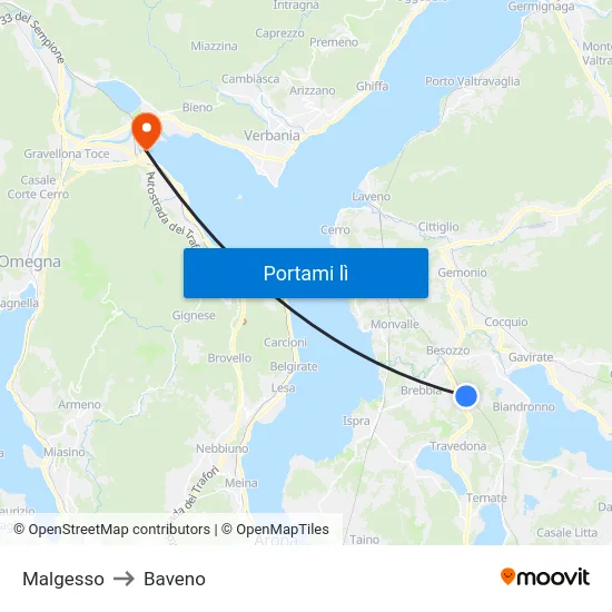 Malgesso to Baveno map