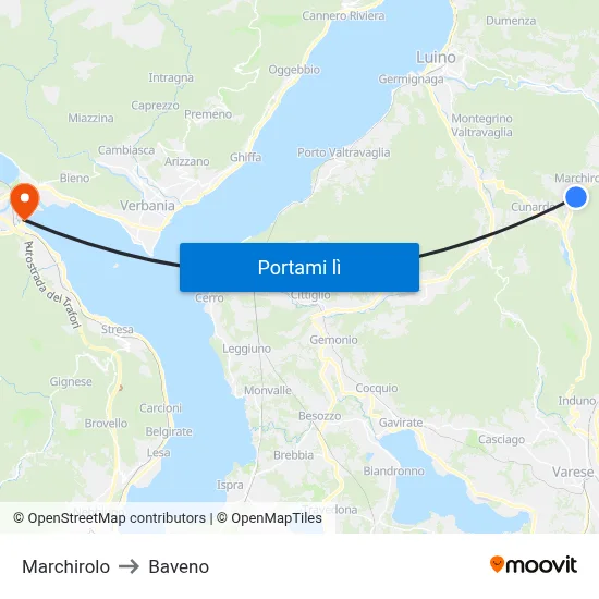 Marchirolo to Baveno map
