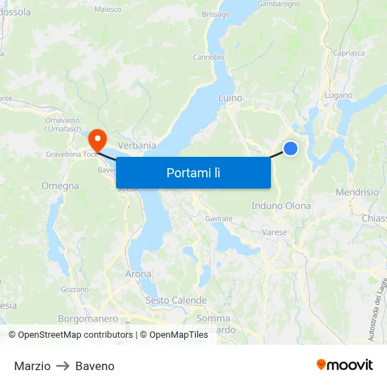 Marzio to Baveno map