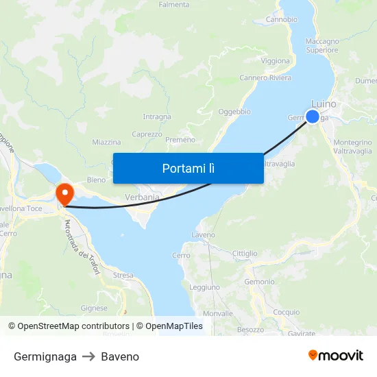 Germignaga to Baveno map