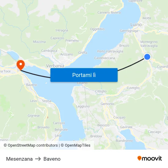 Mesenzana to Baveno map