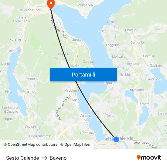 Sesto Calende to Baveno map