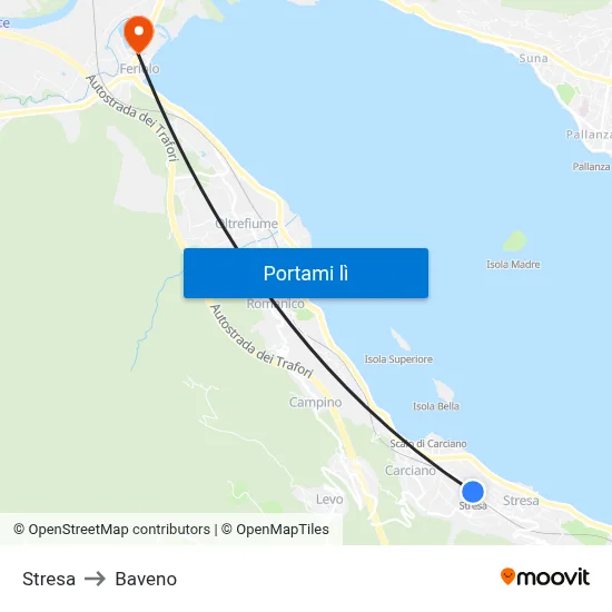 Stresa to Baveno map