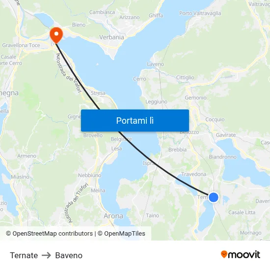 Ternate to Baveno map