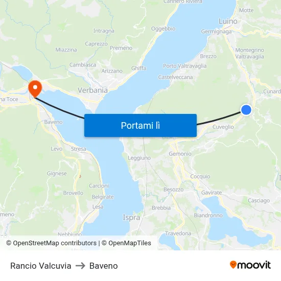 Rancio Valcuvia to Baveno map