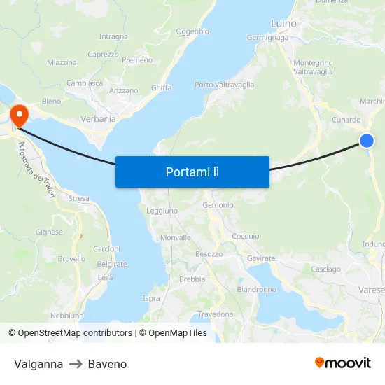 Valganna to Baveno map