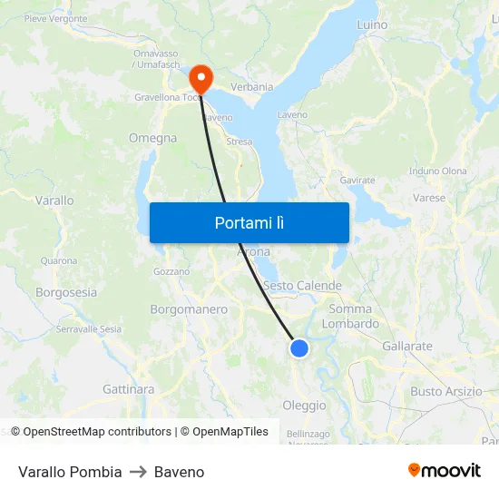 Varallo Pombia to Baveno map