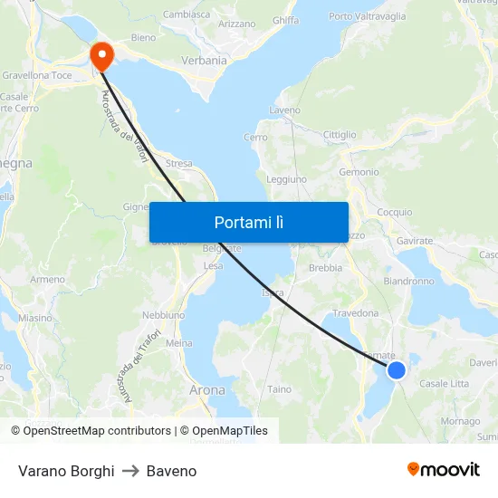 Varano Borghi to Baveno map