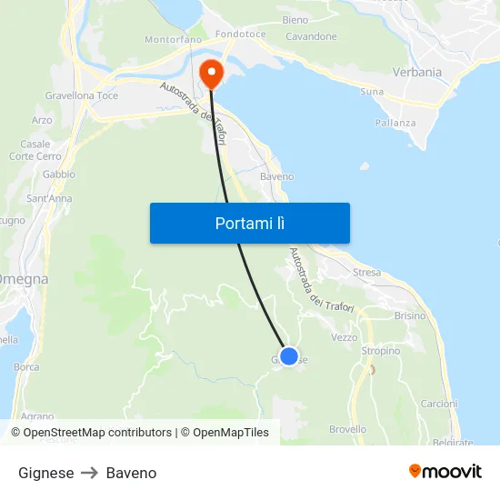 Gignese to Baveno map