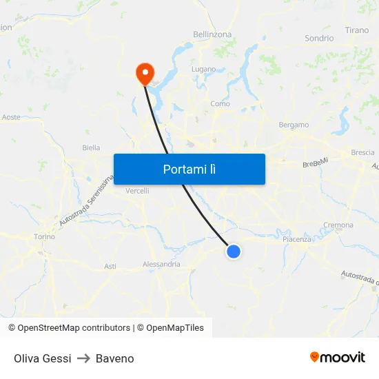 Oliva Gessi to Baveno map