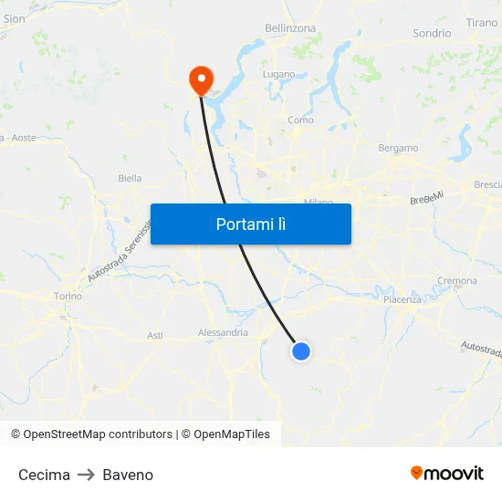Cecima to Baveno map