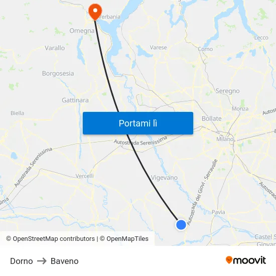 Dorno to Baveno map
