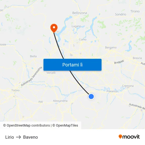 Lirio to Baveno map