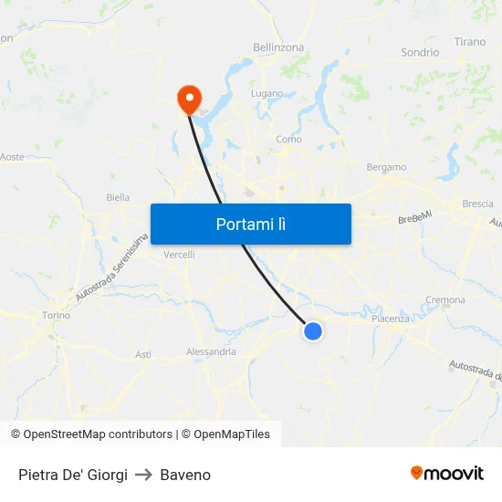 Pietra De' Giorgi to Baveno map