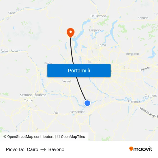 Pieve Del Cairo to Baveno map