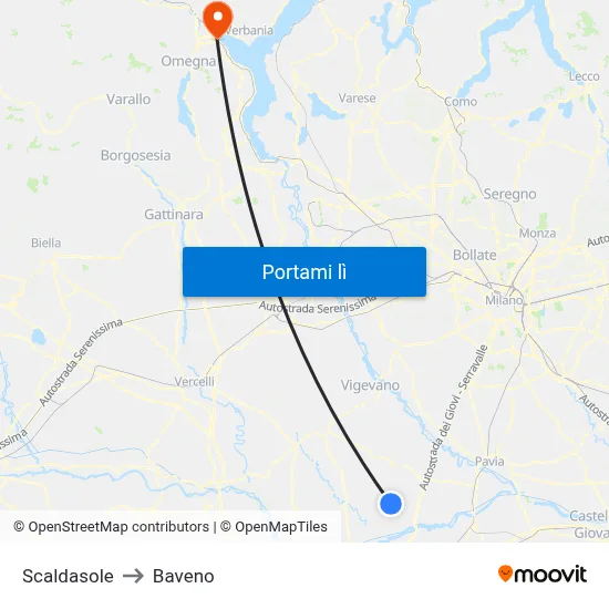Scaldasole to Baveno map