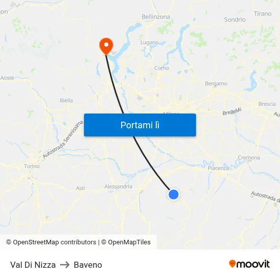 Val Di Nizza to Baveno map