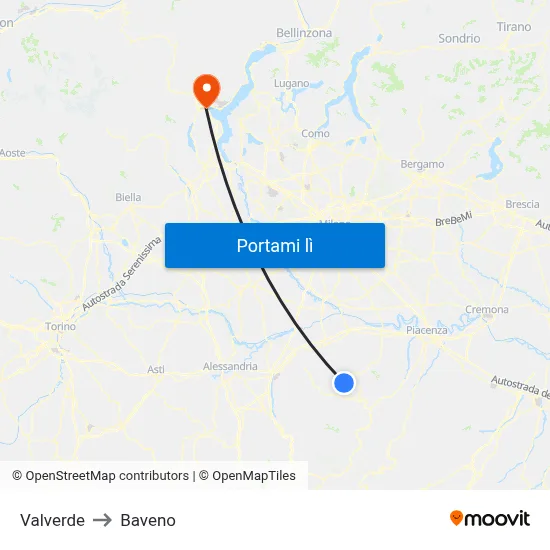 Valverde to Baveno map