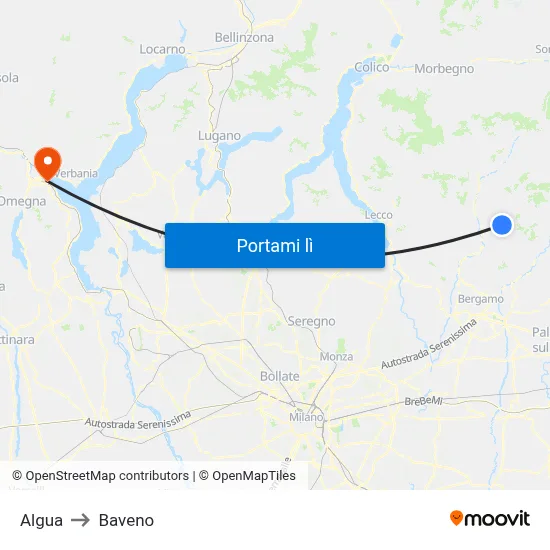 Algua to Baveno map