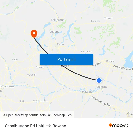 Casalbuttano Ed Uniti to Baveno map