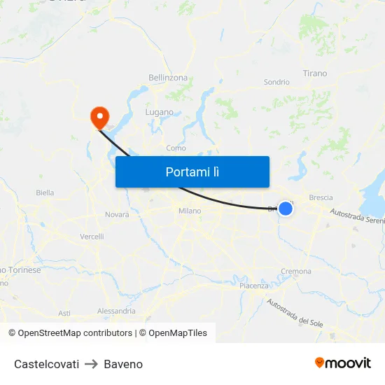 Castelcovati to Baveno map
