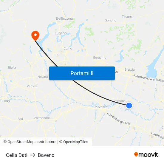 Cella Dati to Baveno map