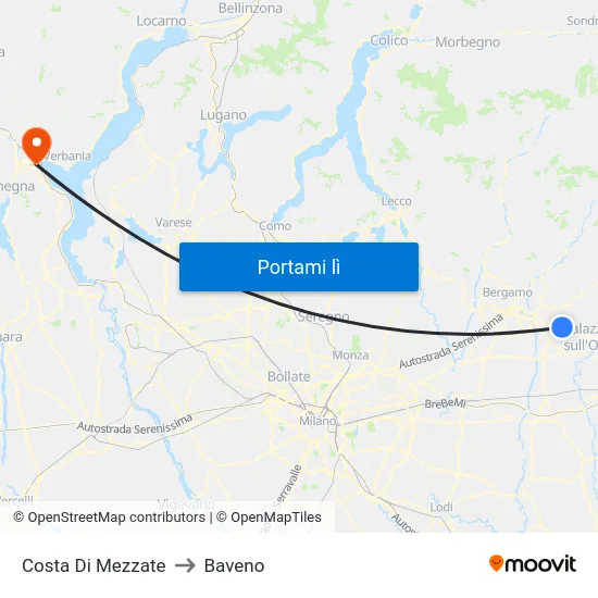 Costa Di Mezzate to Baveno map