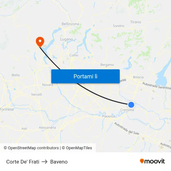 Corte De' Frati to Baveno map