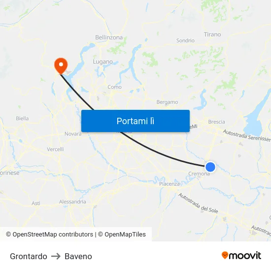 Grontardo to Baveno map