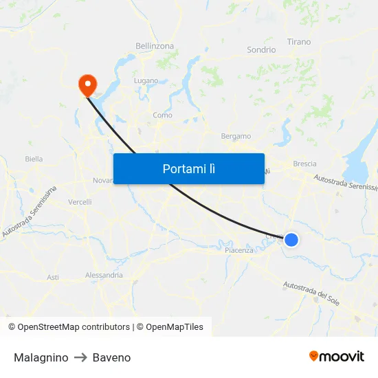 Malagnino to Baveno map