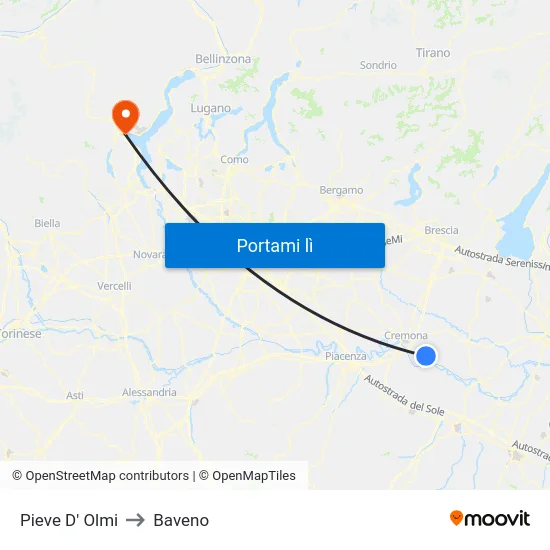 Pieve D' Olmi to Baveno map