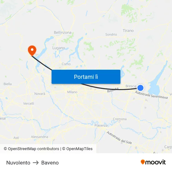 Nuvolento to Baveno map