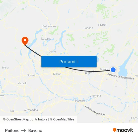 Paitone to Baveno map