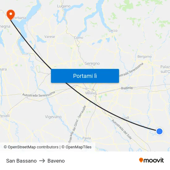 San Bassano to Baveno map